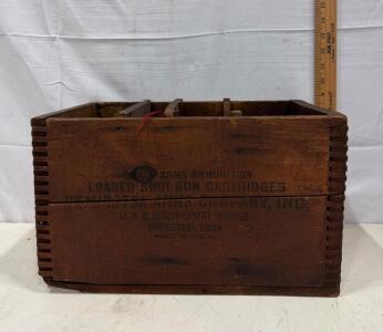 Remington Nitro Club 12 GA Wooden Ammo Crate, 500 Shell Capacity, 5082 T, Bridgeport CT, c. 1920s