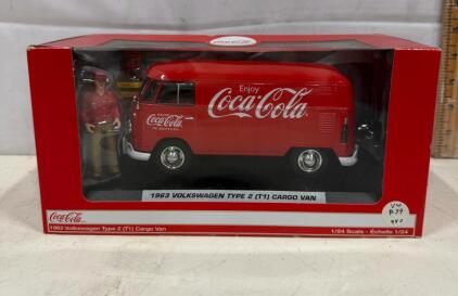 1963 Volkswagen Type 2 (T1) Cargo Van Coca-Cola 1:24 Diecast Model with Figure, Motorcity Classics