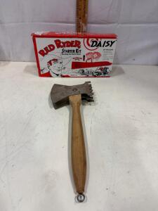 Vintage Multi-Tool Hatchet with Wooden Handle &ndash; Approx. 11" Length