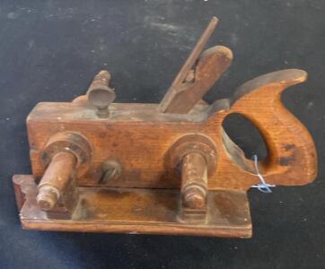 Jno Bundick Wooden Plow Plane, 19th Century, Beech or Maple Body, Twin-Screw Fence