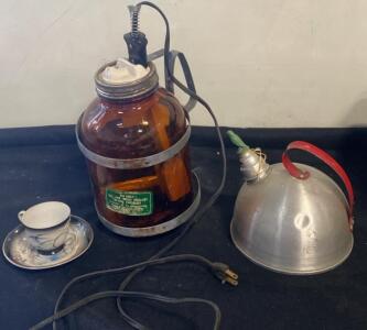 Vintage Kaz Electric Vaporizer, 1950s&ndash;1960s Amber Glass w/ Bird Spout & Dome