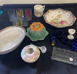 Vintage Glassware & Ceramic Tableware Lot &ndash; Floral Bowls, Starburst Tumblers, Egg Cups (15+ Pieces)