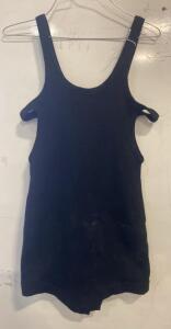 Lamb Knit 1920s-30s Black Wool One-Piece Swimsuit, Colon Michigan, Vintage Tank Style
