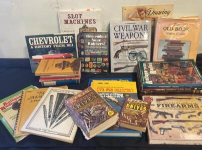 Collecting & Reference Books Lot - Firearms, Knives, Antique Radios, Civil War, Slot Machines, Chevrolet
