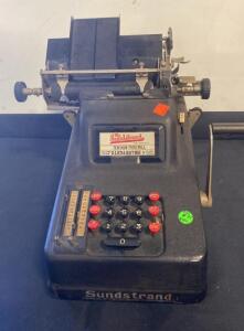 Sundstrand Speed 9-Column Mechanical Adding Machine, Manual Crank, Printing, c. 1930s-50s