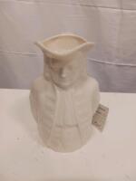 William Penn Ceramic Character Jug/Pitcher, Off-White Glazed, Mid-Century, Approx. 7" Tall - 2