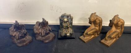 Vintage Bronze Figural Bookends &ndash; Native American & Reading Themes