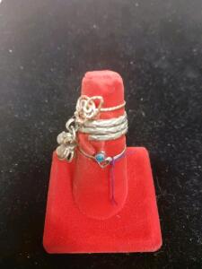 Handmade Sterling Silver Stackable Rings Set &ndash; Twisted Wire, Turquoise, Dangles, Heart Design
