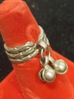 Handmade Sterling Silver Stackable Rings Set &ndash; Twisted Wire, Turquoise, Dangles, Heart Design - 3