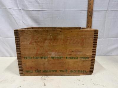 Remington Express RX12 Wooden 12 Gauge Ammo Crate, 500 Shell Box, Finger-Jointed, USA, 234-D