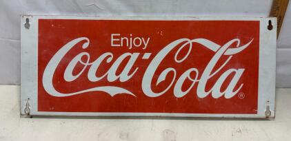 Vintage Coca-Cola Metal Advertising Sign, 36" x 24", Original 1980s
