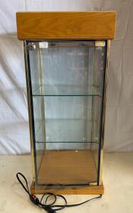 Glass Case Inc. Countertop Lighted Display Cabinet, 31"x14"x14", Glass Shelves, Locking Door