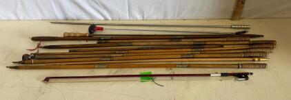 Vintage Woodwind Cleaning Rod Lot & Violin Bow &ndash; Wood, Brass & Metal &ndash;