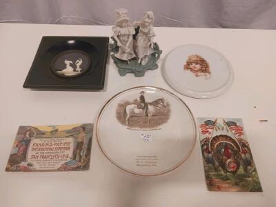 Antique/Vintage Collectibles &ndash; Plates, Figurine, Postcards, and Trinket Box