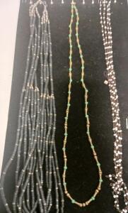 Multi-Strand Heishi, Green Barrel Bead, & White Bead Chain Necklaces &ndash; 3 Piece Statement Set