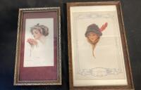 Harrison Fisher Framed Lithographs: "The Rose" & "The Girl with the Red Feather" - 2
