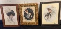 Harrison Fisher Framed Lithographs: "The Rose" & "The Girl with the Red Feather" - 3