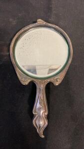 Antique Art Nouveau Hand Mirror with Ornate Floral Design, Circa 1900&ndash;1910