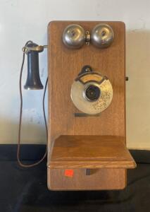 Stromberg-Carlson Wall Telephone, Oak Wood, Crank Magneto, Dual Bell, ca. 1910s, USA