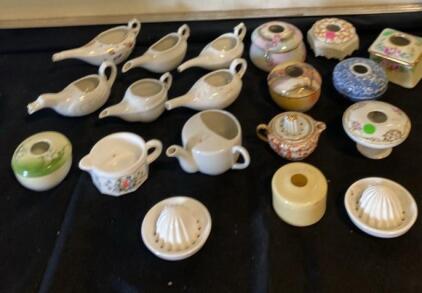 Antique Porcelain Invalid Feeders & Moustache Cups Lot | Hand-painted, Floral, Germany/England