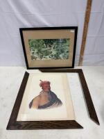 Framed Native American Portrait and Western Landscape Prints with Damaged Frames - 2