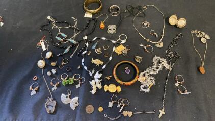 Eclectic 40-Piece Vintage Costume Jewelry Lot &ndash; Necklaces, Earrings, Bracelets, Charms, Pendants