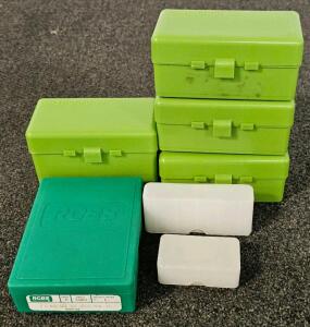 MTM Case-Gard 50 Ammo Storage Boxes with Removable Trays, 50-Round Capacity, Green & White, RCBS Die Storage Box & MTM Case-Gard 50 Round Ammo Boxes with Manuals (#12)