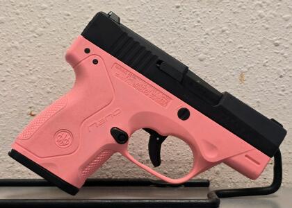 Beretta BU9 Nano 9mm Pistol, Pink Frame, Black Slide, 3.07" Barrel, Serial NU136068, Case & Mag