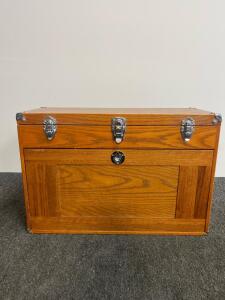 Gerstner International Oak 10-Drawer Machinist Tool Chest with Assorted Hand Tools