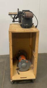 Central Machinery 8" Bench Grinder 3/4 HP & Craftsman 2/3 HP Belt/Disc Sander On Mobile Cart (Both Power On)
