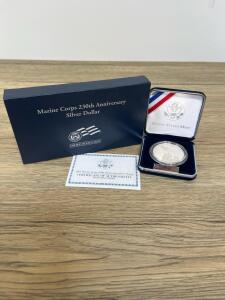 2005 US Mint Marine Corps 230th Anniversary Silver Dollar Proof Coin w/ Box & COA