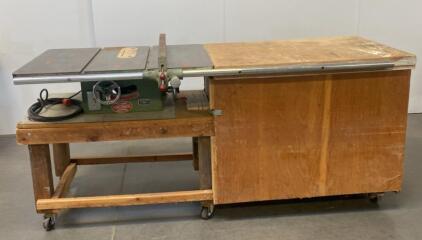 Powermatic Model 66 Cabinet Table Saw, 3 HP, 10" Blade, 52" Rip, Custom Mobile Workbench