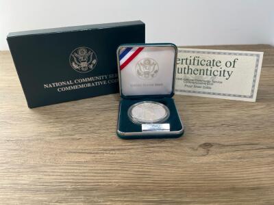 1996 National Community Service Proof Silver Dollar &ndash; U.S. Mint Box & COA