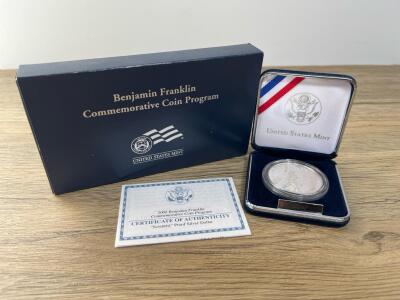 2006 Benjamin Franklin "Scientist" Proof Silver Dollar Coin with Original Packaging and COA