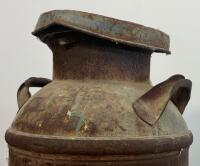 Antique 10-Gallon Steel Dairy Milk Can with Domed Lid, Dual Handles, Heavy Rust, Marked "154" - 2