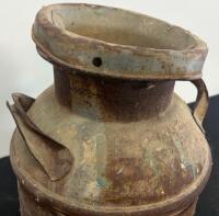 Antique 10-Gallon Steel Dairy Milk Can with Domed Lid, Dual Handles, Heavy Rust, Marked "154" - 3