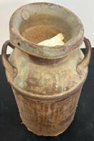 Antique 10-Gallon Steel Dairy Milk Can with Domed Lid, Dual Handles, Heavy Rust, Marked "154" - 4