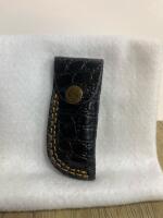 Damascus Folding Pocket Knife with 3" Blade and Red Wooden Handle - 5