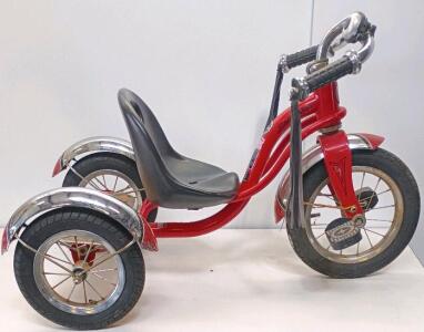 Schwinn Roadster Classic Tricycle, Red, 12" Front Wheel, Adjustable Seat, Chrome Fenders