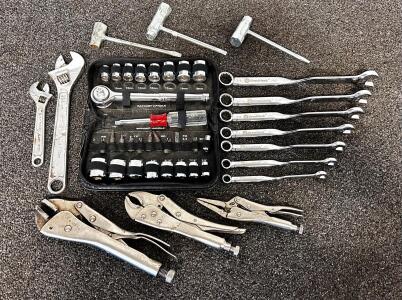 Husky Tool Set With GreatNeck SAE Wrenches, Sockets, Ratchet, Craftsman Adjustable & Pliers (Location 2)