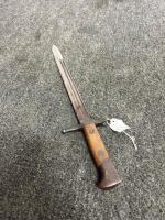 Italian Carcano 1941 Bayonet w/ R.S. Torino Mark, 1935 Scabbard, Canvas Frog, Wood Grips - 2