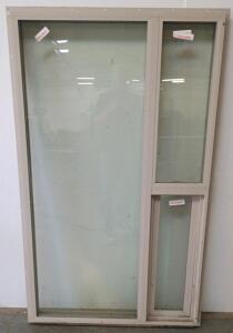 Tempered Glass Aluminum Sliding Window, Right-Hand Slider, Beige Frame
