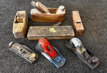 Stanley No. 110 Block Planes & Vintage Wooden Hand Planes Lot, USA Made (Location 4)