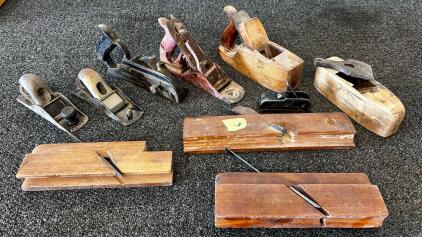 Vintage Stanley No. 110 & No. 120 Block Planes + Wooden Molding & Smoothing Planes, USA (Location 4)