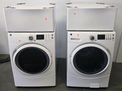 GE Front-Load Washing Machine, 4.8 cu. ft., White, Multiple Wash Cycles, Vibration Control LG 27" White Laundry Pedestal Drawer for Front Load Washer Dryer, Storage, Hardware Included GE GFDN110ELWW 7.0 cu ft Front-Load Electric Dryer with Sensor Dry Plus