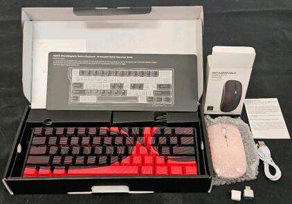 WINGO PROMAG Magnetic Switch 75% Wired Keyboard w/ RGB & Pink Rechargeable Wireless Mouse Combo (#12)