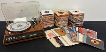 ADC Accutrac 4000 Programmable Turntable, S-Arm, Dust Cover, 200+ 45 RPM Vinyl Records