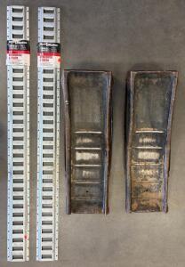 Steel Car Ramps Pair & 2 Haul-Master 5' E-Tracks, 2,000 lb Load, 36"x10" Ramps, Galvanized Rails