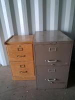 Century 62 Steel 2-Drawer Vertical Filing Cabinet & Oak 2-Drawer File Cabinet Bundle (connect 1)