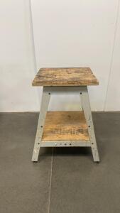 Heavy-Duty Metal Frame Step Platform with Wood Top, 22&rdquo;x24&rdquo;Platform, Lower Shelf